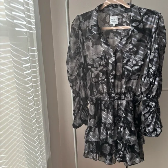 MISA Los Angeles Adora Black Gray White Color Dress Size M - Picture 3 of 3